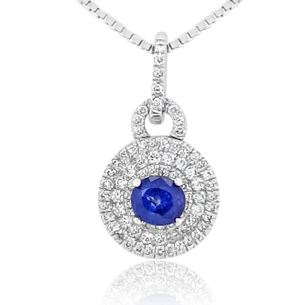 14K Gold Sapphire Diamond Pendant GPD162