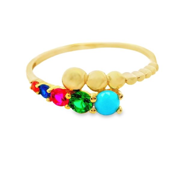 Minimalist 9K Gold Stacking Ring with Cubic Zirconia GR065