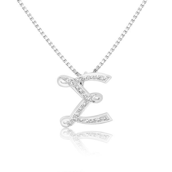 Diamond Initial Pendant Necklace in 18K White Gold GPD034