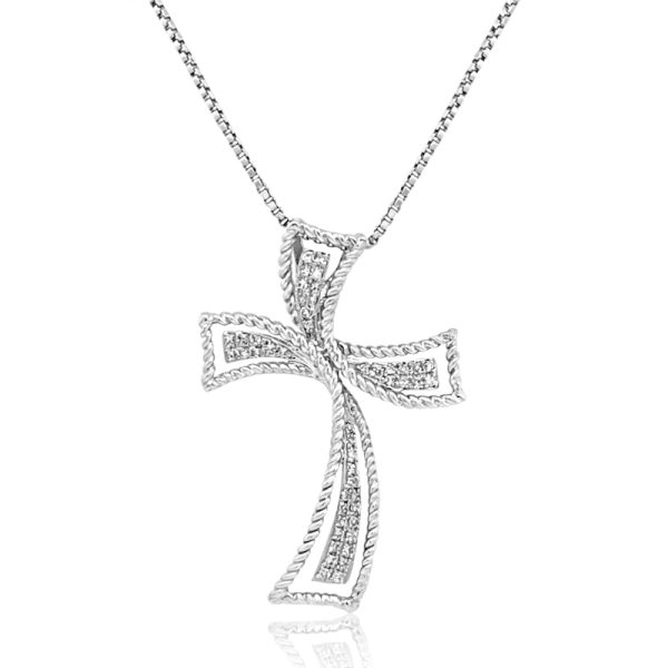 Elegant Twisted Diamond Cross Pendant in 18K Gold GCD018