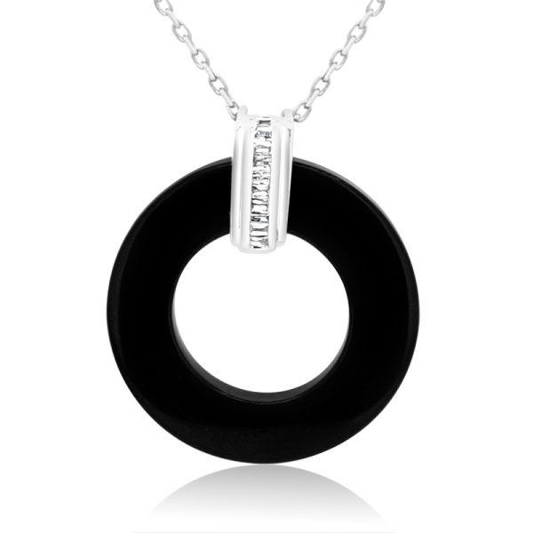 18K Gold Onyx Diamond Pendant GPD063