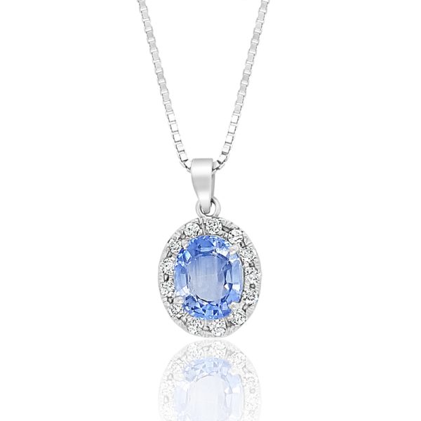 18K Gold Sapphire Diamond Necklace GPD177