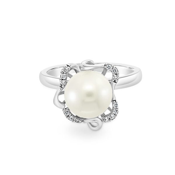 18K Gold Pearl Diamond Ring GRD014P