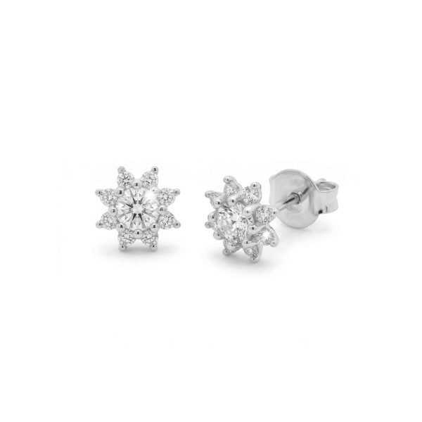 9K Yellow Gold Cubic Zirconia Halo Stud Earrings GE121-3