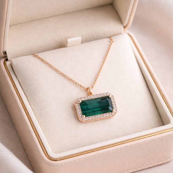18K Gold Indicolite Tourmaline Diamond Necklace GPD178