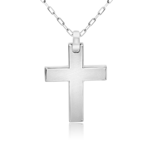 18K Gold Matte Finish Cross Pendant - Minimalist Design GC047