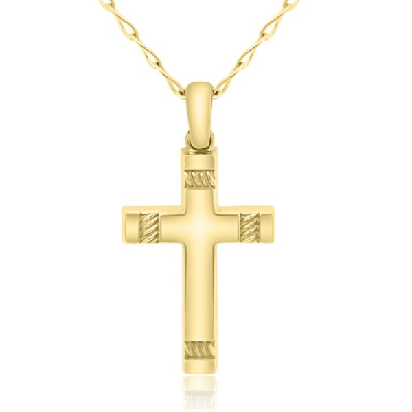 18K Gold Classic Cross Pendant for Men & Women GC020