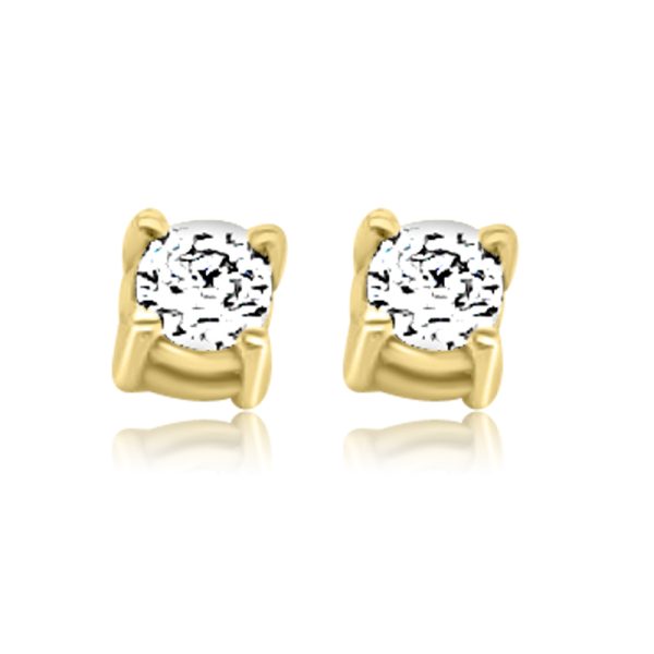 18K Gold Minimalist Stud Earrings with Cubic Zirconia GE025