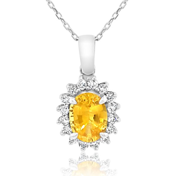 18K Gold Yellow Sapphire Diamond Necklace GPD179