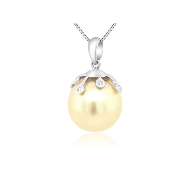 18K Gold South Sea Pearl Diamond Pendant GPD081
