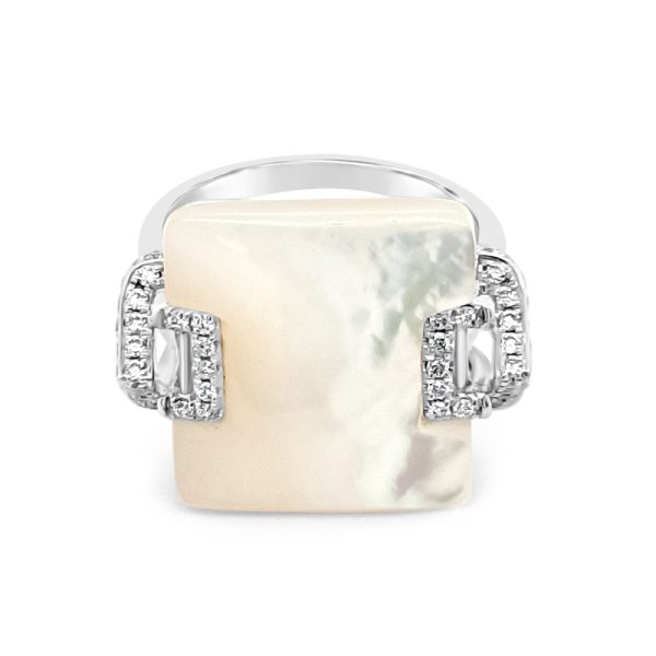 18K Gold Mother of Pearl Diamond Ring GRD056