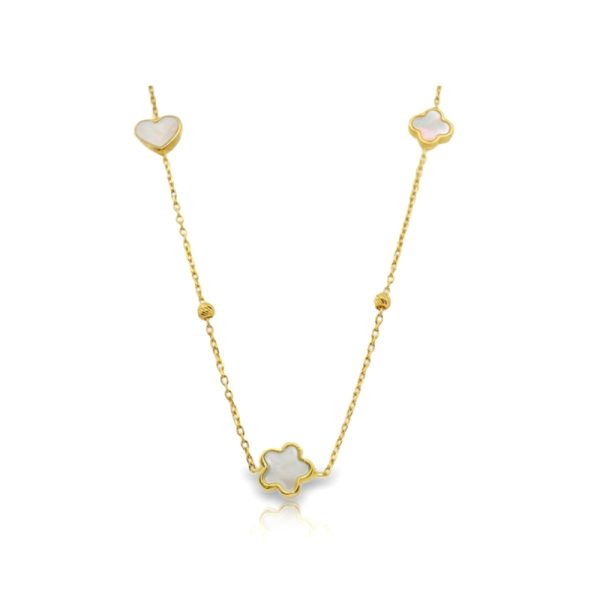 Elegant 18K Yellow Gold Mother of Pearl Necklace GP030