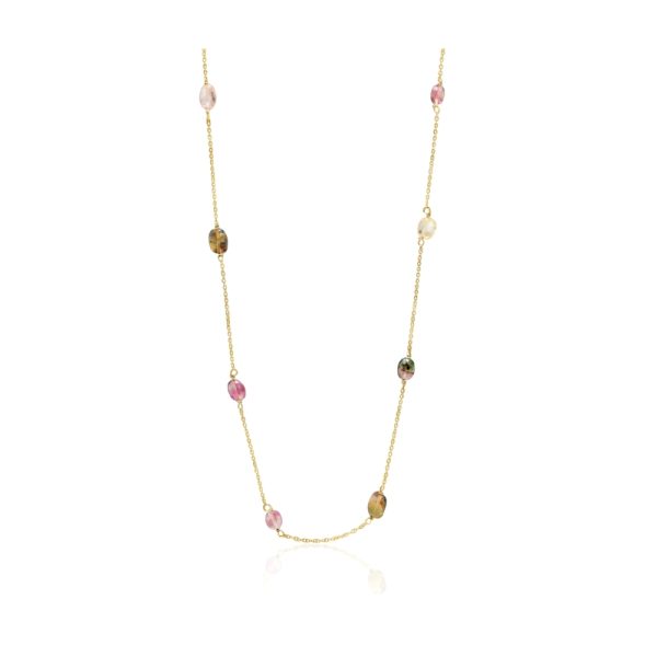 18K Gold Tourmaline Gemstone Necklace GP144