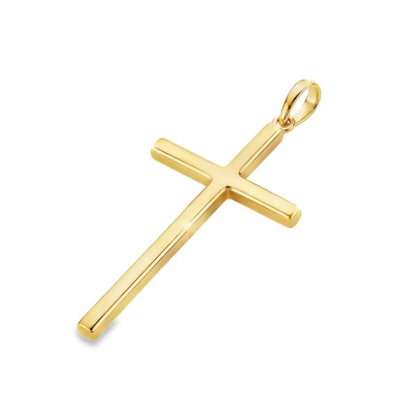 Sleek 9K Gold Cross Pendant - Modern & Minimalist GC086