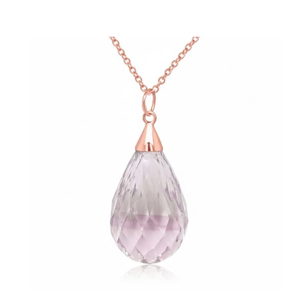 18K Gold Amethyst Pendant | Natural Briolette Necklace GP176