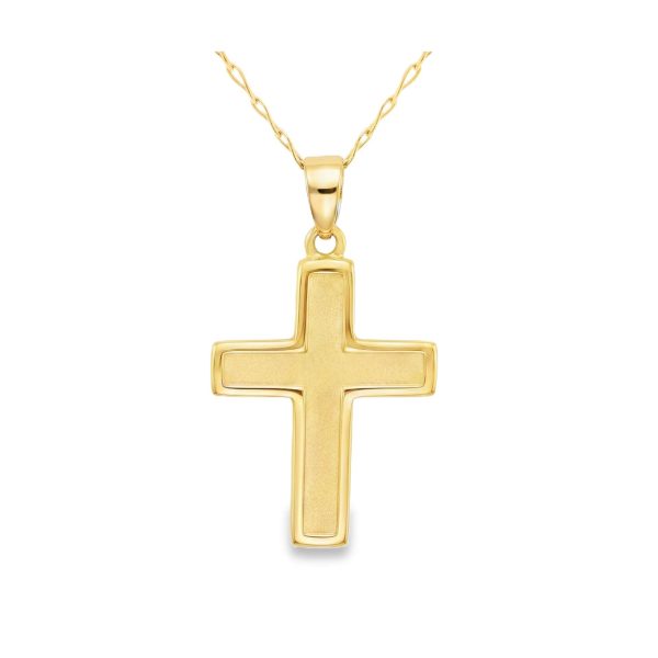 18K Gold Diamond-Cut Unisex Cross Pendant GC017