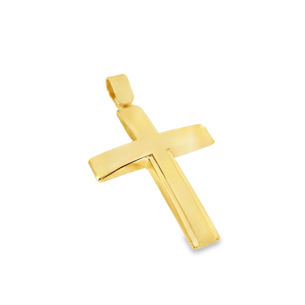 9K Yellow Gold Brushed Finish Satin Cross Pendant GC090-1
