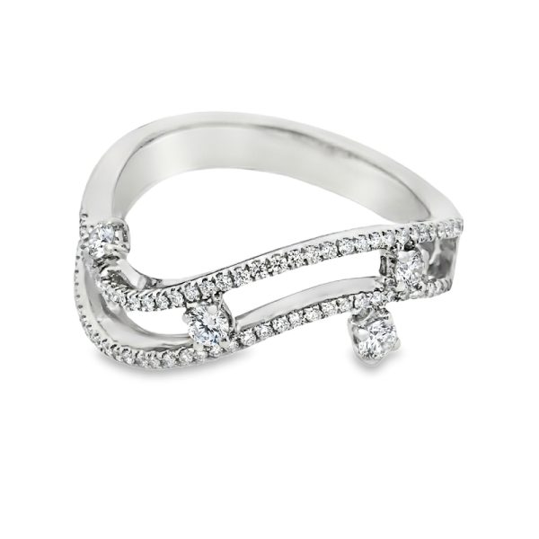 18K Gold Diamond Ring | Contemporary Wave Design GRD065