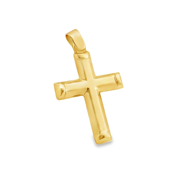 9K Yellow Gold Polished Rounded Cross Pendant GC089-2