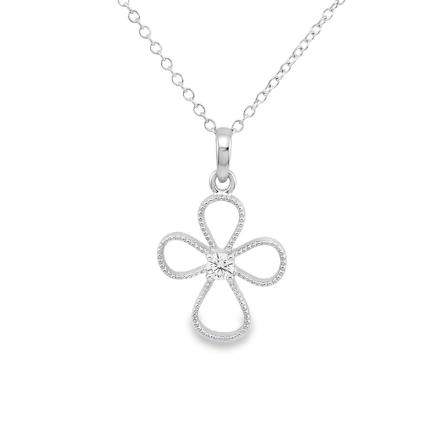 Dainty 18K White Gold Open-Loop Cross Pendant GC068