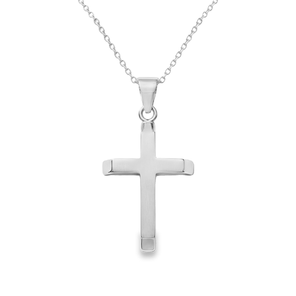 Minimalist Brushed 18K Gold Cross Pendant - Matte Finish GC050