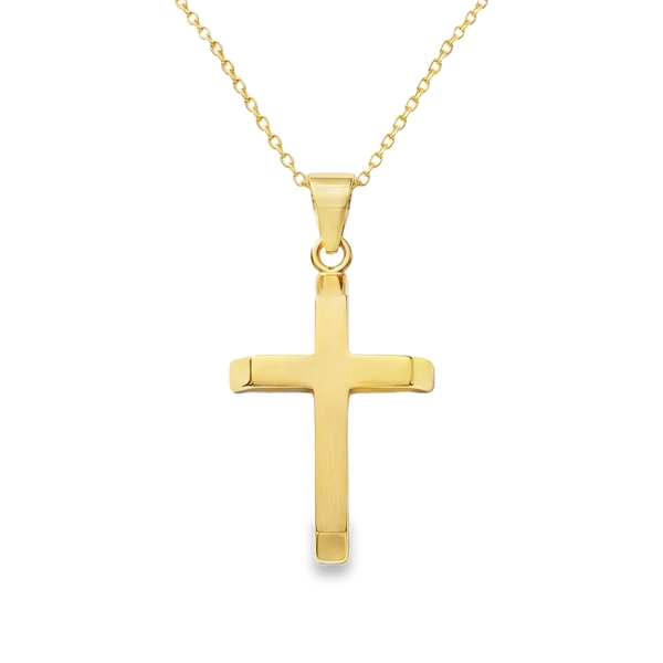 18K Gold Classic Polished Cross Pendant - Unisex GC018