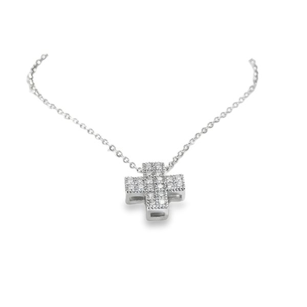 9K Gold Elegant Cross Necklace with Cubic Zirconia GP053
