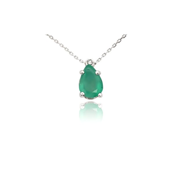Natural Emerald Pear Necklace | 18K Gold & Diamond GPD199