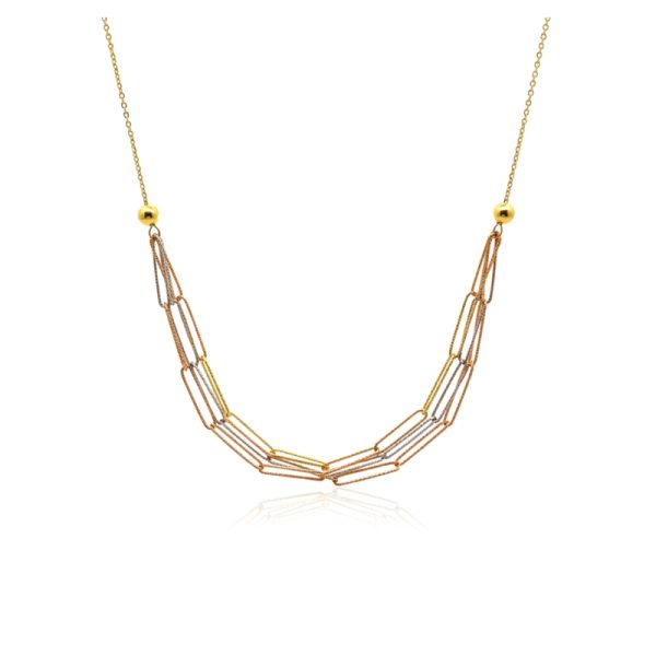 18K Gold Oval Link Necklace | Modern Multi-Strand Jewelry GP056