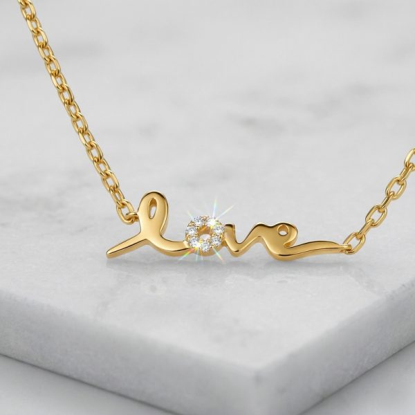 18K Yellow Gold "Love" Script Diamond Bracelet GBD024