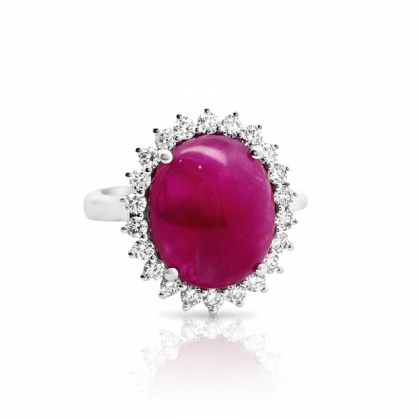 18K Natural Ruby Ring | 5.18ct Ruby & VS Diamonds GRD141