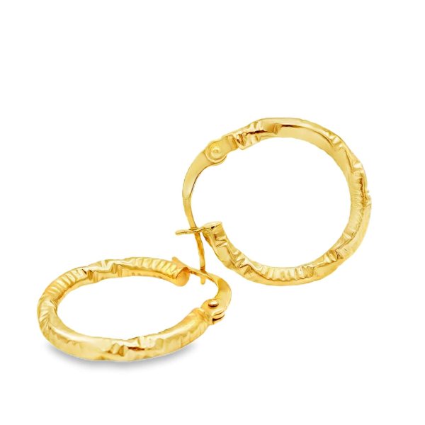 Radiant 18K Gold Huggie Earrings | Textured Gold Hoops GE269
