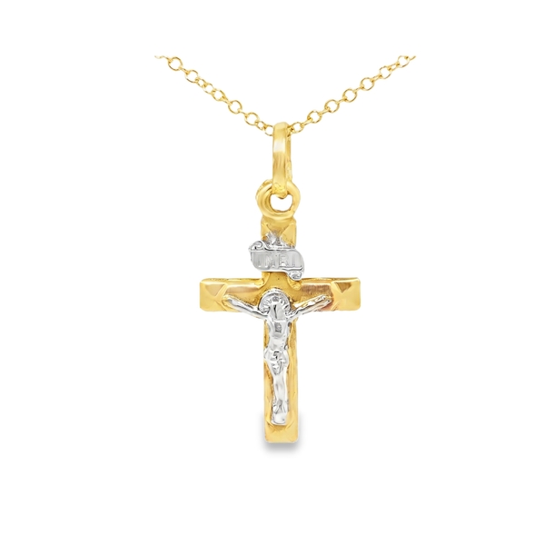 Traditional Two-Tone 9K Gold Crucifix Cross Pendant GC083