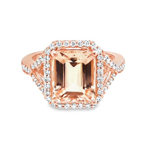 Elegant Morganite and Diamond Ring | 18K Rose Gold GRD084