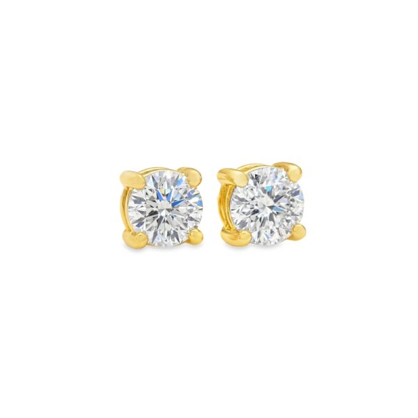 18K Gold Minimalist Stud Earrings with Cubic Zirconia GE025