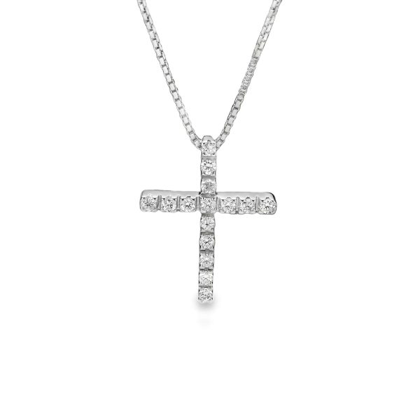Elegant 18K Gold Diamond Cross Necklace GPD229