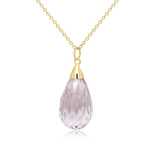 18K Gold Briolette Amethyst Necklace GP136