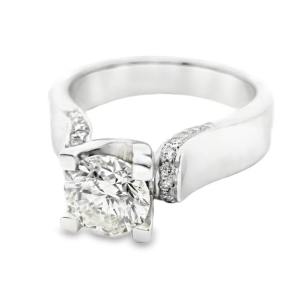 18K Modern Tension Diamond Ring with Pavé Split Shank GRS254