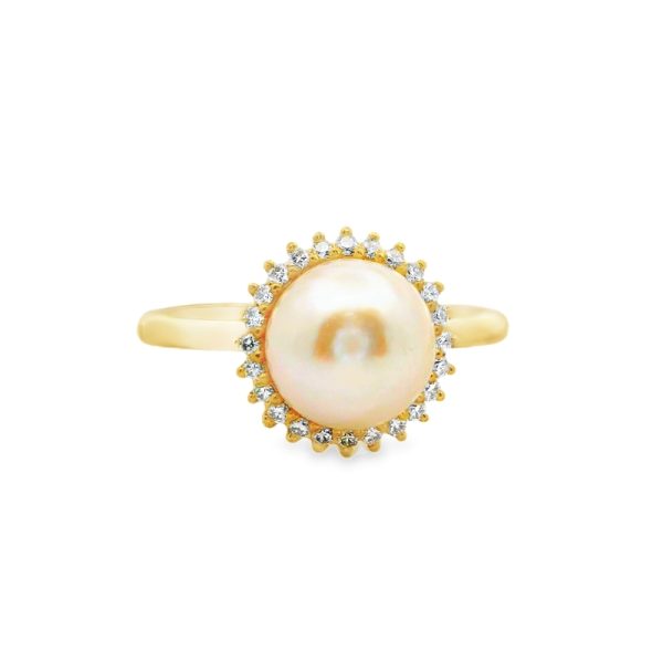 18K Gold Pearl Diamond Ring GRD143