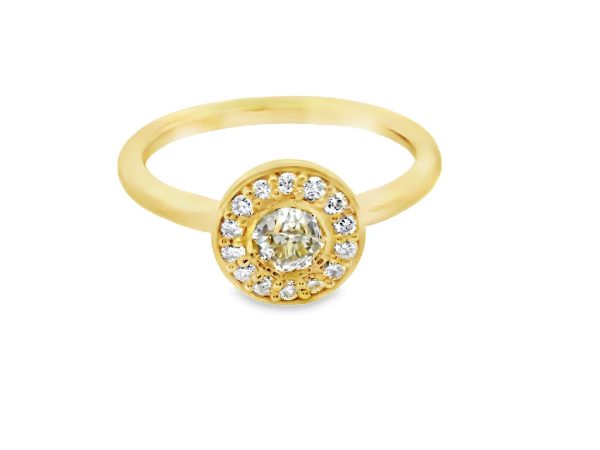 Vintage 18K Gold Old European Cut Diamond Halo Ring GRD016A