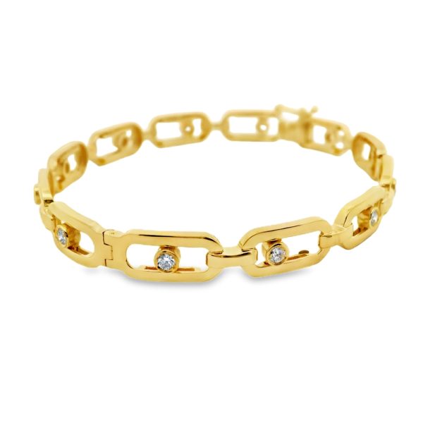 Link Bangle with Moving Diamond Stations - 18K Gold GBD037
