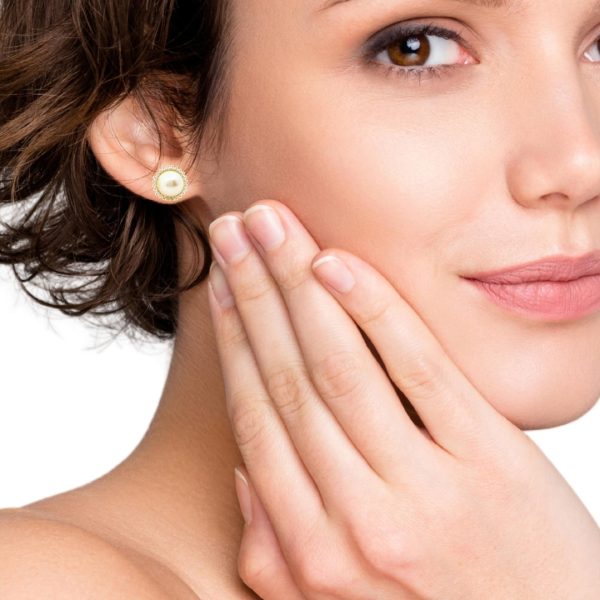 18K Gold Pearl Diamond Earrings GED091