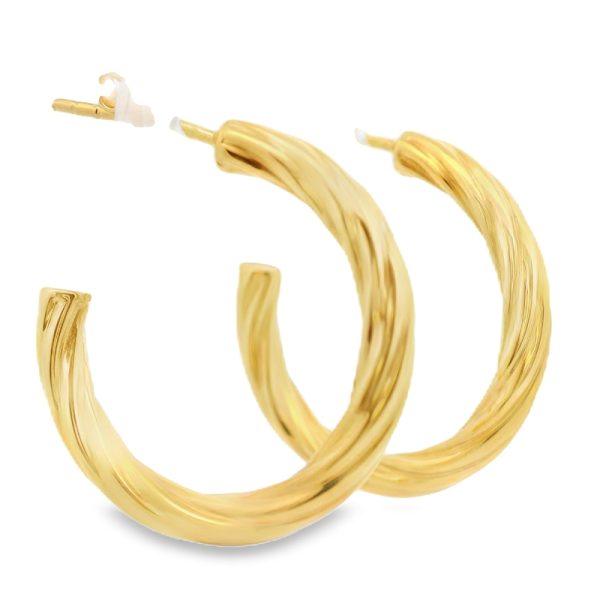 Swirled Design Hoop Earrings in 18K Yellow Gold GE035