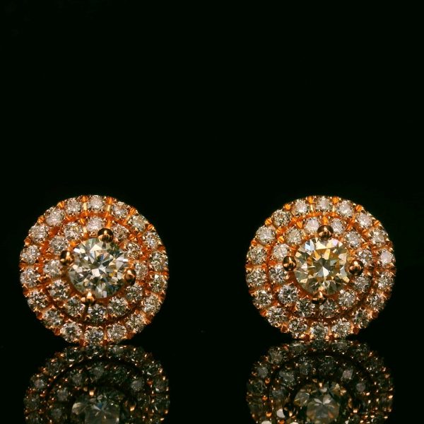 18K Gold Diamond Stud Earrings GED015R