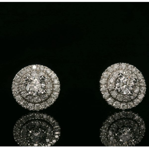 18K Gold Diamond Stud Earrings GED015W