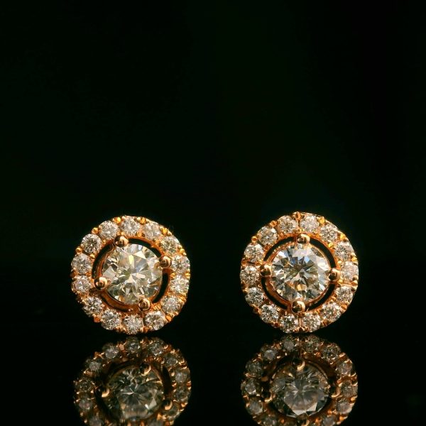 18K Gold Diamond Stud Earrings GED014R