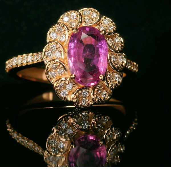 18K Gold Diamond Sapphire Ring GRD045