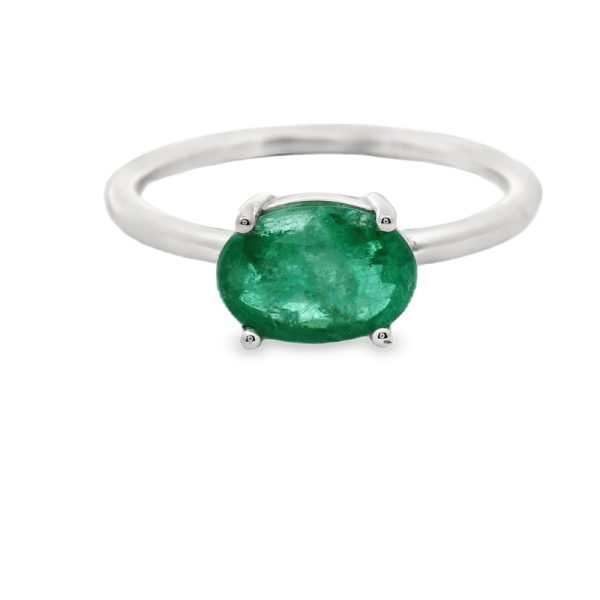 Elegant Oval Zambian Emerald |18K Gold Solitaire Ring GR012