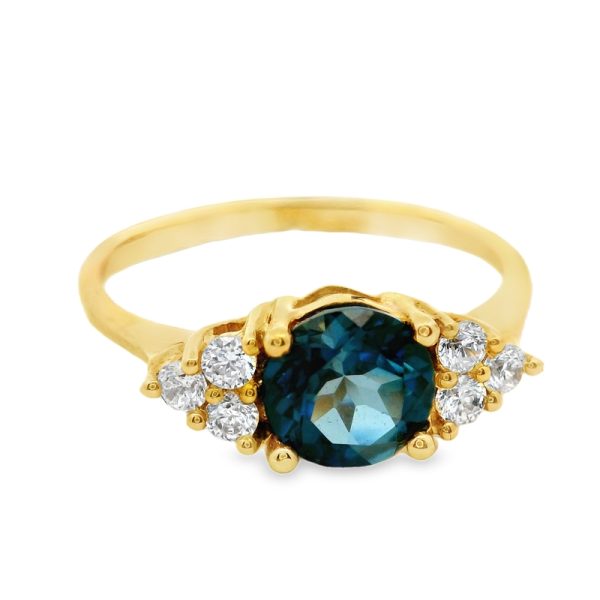 18K Gold Blue Topaz Ring GR014