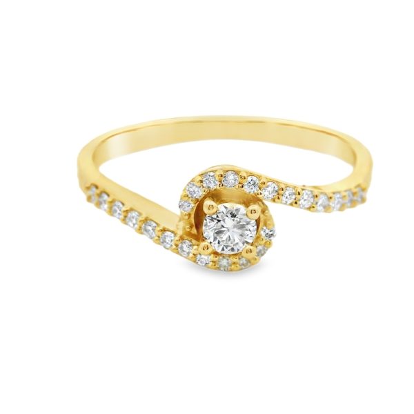Swirl Design - 18K Gold Brilliant Cut Diamond Ring GRS035Y